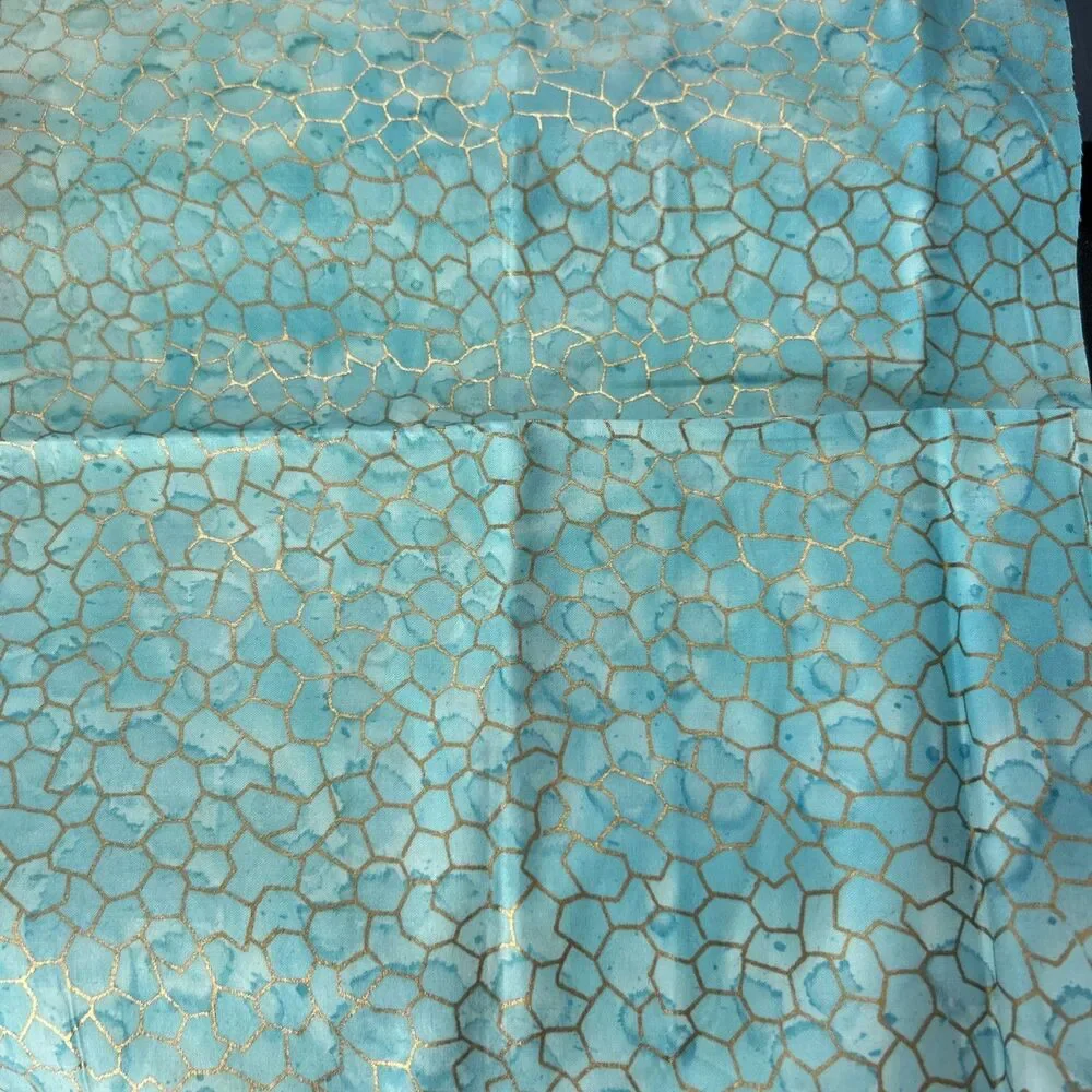 Shades Of Blue & Green Quilting Cotton Fabric Textile Art Lot 15 Pc